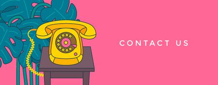 Contact us banner. Communication and customer service concept.のイラスト素材