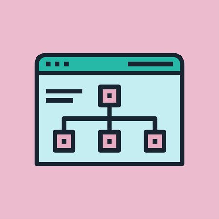 Sitemap. Digital marketing concept illustration, flat design linear style banner.のイラスト素材