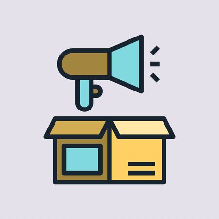 Marketing campaign. Digital marketing concept illustration, flat design linear style banner.のイラスト素材