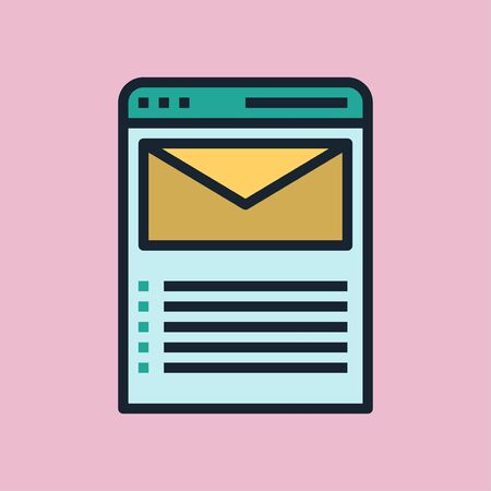 Email List. Digital marketing concept illustration, flat design linear style banner.のイラスト素材