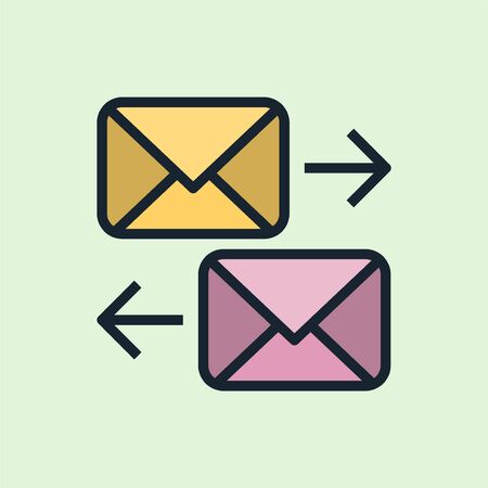 Instant messaging. Concept illustration, flat design linear style banner. Usage for e-mail newsletters, headers, blog posts, print and more. Vectorのイラスト素材