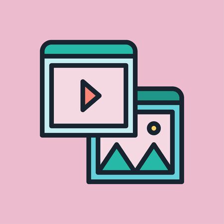 Content. Digital marketing concept illustration, flat design linear style banner.のイラスト素材