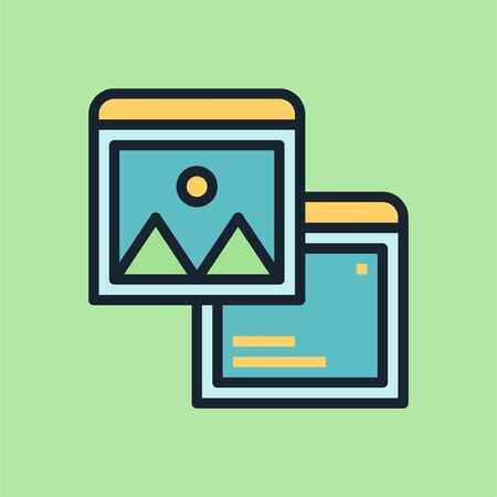 Alt Text, information about the contents of a picture. Concept illustration, flat design linear style banner. Usage for e-mail newsletters, headers, blog posts, print and more. Vectorのイラスト素材