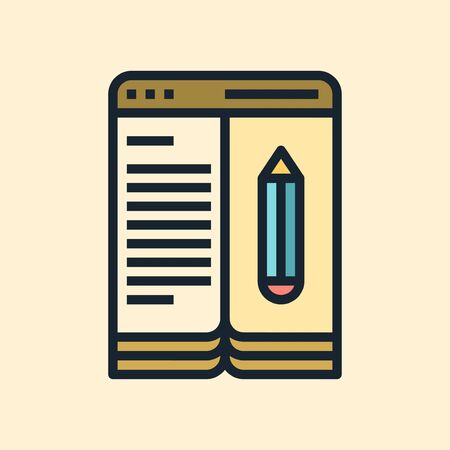 Blogging. Digital marketing concept illustration, flat design linear style banner. Usage for e-mail newsletters, headers, blog posts, print and more. Vectorのイラスト素材