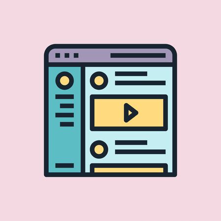 News feed. Social media concept illustration, flat design linear style banner. Usage for e-mail newsletters, headers, blog posts, print and more. Vectorのイラスト素材