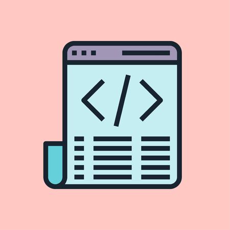 Code. Digital marketing concept illustration, flat design linear style banner. Usage for e-mail newsletters, headers, blog posts, print and more.のイラスト素材
