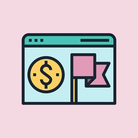 Conversion. Digital marketing concept illustration, flat design linear style banner. Usage for e-mail newsletters, headers, blog posts, print and moreのイラスト素材
