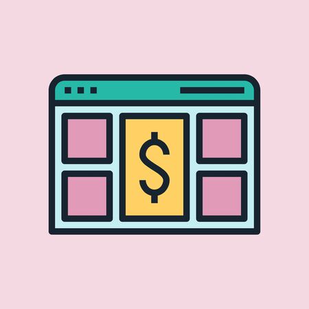 Native advertising . Digital marketing concept illustration, flat design linear style banner. Usage for e-mail newsletters, headers, blog posts, printのイラスト素材