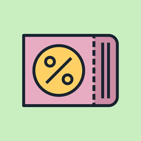 Coupon. Digital marketing concept illustration, flat design linear style banner. Usage for e-mail newsletters, headers, blog posts, print and more.のイラスト素材