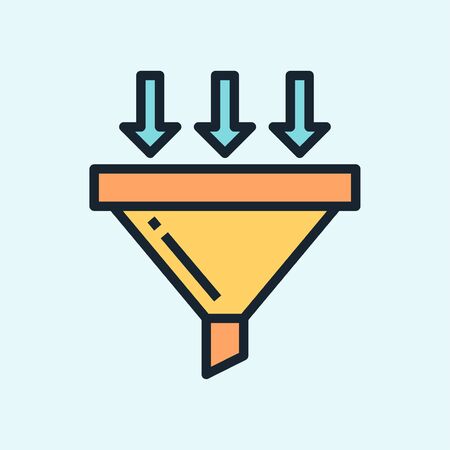 Sales funnel. Digital marketing concept illustration, flat design linear style banner. Usage for e-mail newsletters, headers, blog posts, printのイラスト素材