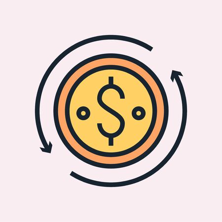 Monthly recurring revenue. Digital marketing concept illustration, flat design linear style banner. Usage for e-mail newsletters, headers, blog postsのイラスト素材