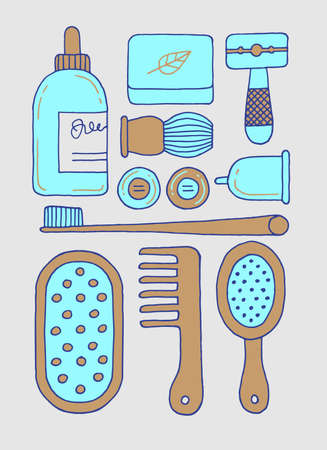 Zero waste bathroom concept illustration. Hand drawn style.のイラスト素材