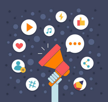 Digital content marketing, modern business and technology concept banner.のイラスト素材