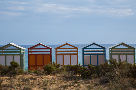 colorful beach huts.の写真素材
