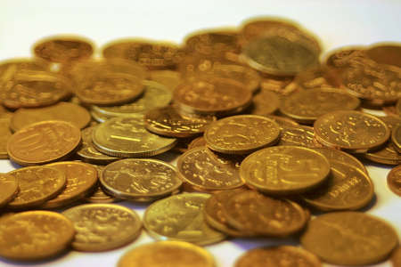 A macro photo of Russian currency coins, called 