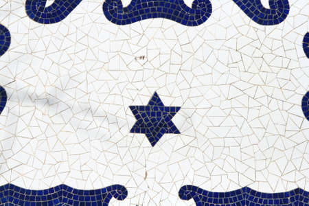 A David Star on a synagogue wall in Barcelona, Spainの写真素材