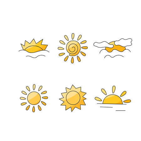 sun weather heat clouds sea horizonのイラスト素材