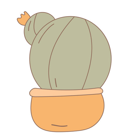 flower cactus pot home comfort watering green orange yellow spiky element iconのイラスト素材