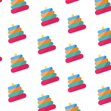 toys childrens pyramid pattern blue yellow pink green play bright fun kindergarten childrens dayのイラスト素材