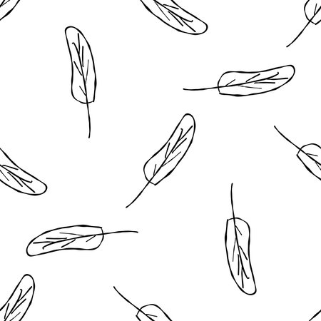 bird feather pattern doodle hand drawn blackのイラスト素材