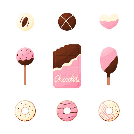 chocolate day sweets holiday birthday cafe setのイラスト素材