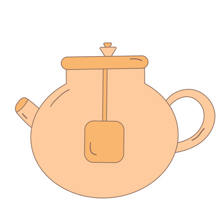 teapot glass yellow tea herb fruit icon elementのイラスト素材