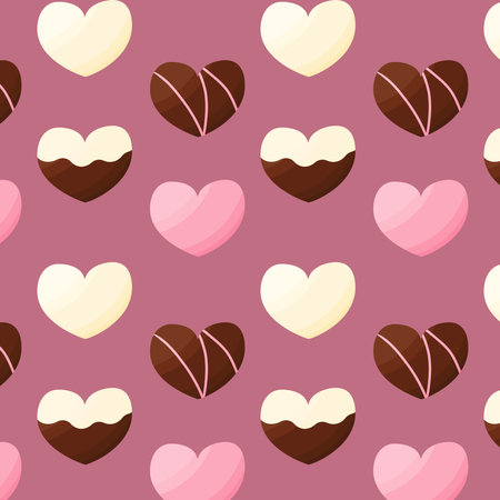 chocolate day candy holiday gift hearts patternのイラスト素材