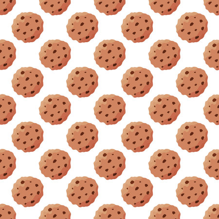 oatmeal chocolate nut cookies food eat patternのイラスト素材