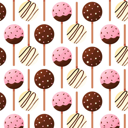 cake pops chocolate day pattern ice creamのイラスト素材