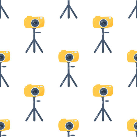 photography day camera color tripod set patternのイラスト素材