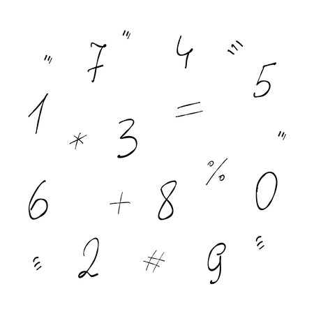 numbers signs mathematics economy doodle hand drawnのイラスト素材