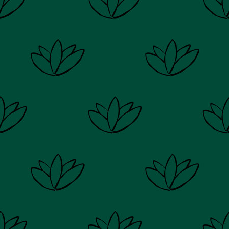 flowers green nature pattern doodle hand drawnのイラスト素材