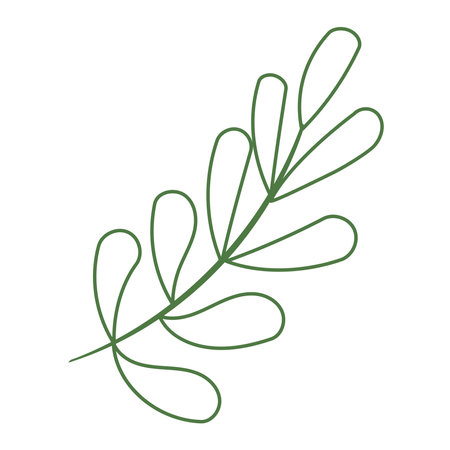 leaf branch line green doodle element iconのイラスト素材