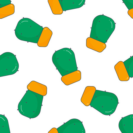 cactus needle pot green yellow pattern textileのイラスト素材