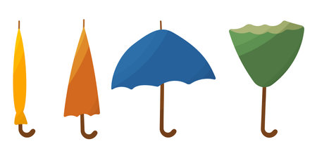 umbrellas color set rain elements weather sunのイラスト素材