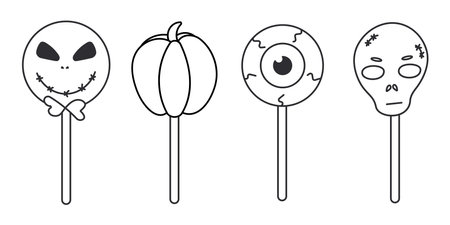 cakepops chupacaps sweet halloween scary set vectoのイラスト素材