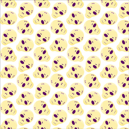 halloween skull emotion color scary pattern vectorのイラスト素材