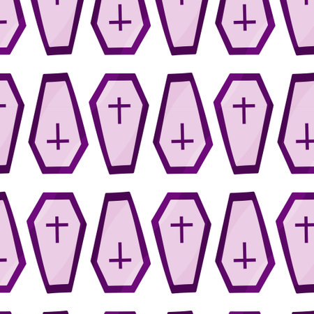 coffin dead man funeral halloween pattern textileのイラスト素材