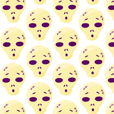 halloween skull emotion color scary pattern vectorのイラスト素材