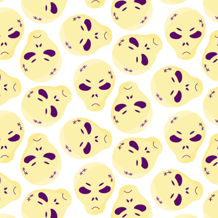 halloween skull emotion color scary pattern vectorのイラスト素材