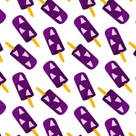 ice cream cake ghost halloween purple patternのイラスト素材