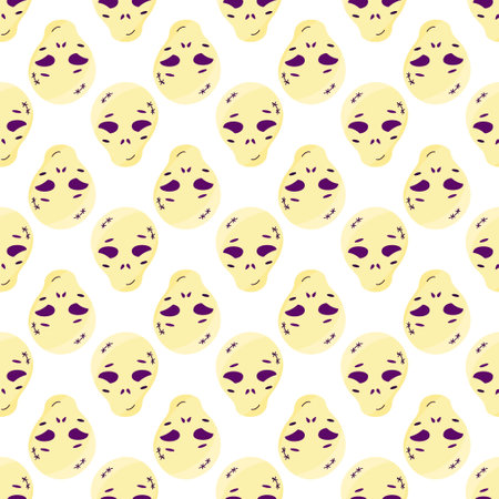 halloween skull emotion color scary pattern vectorのイラスト素材