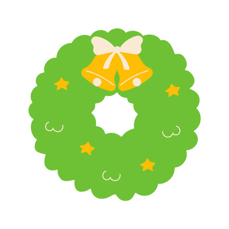 wreath christmas tree bow bells icon elementのイラスト素材