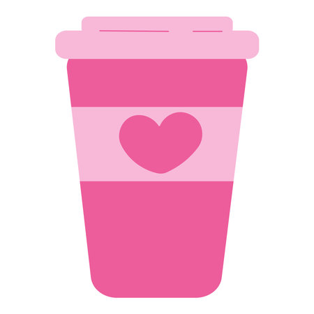 glass drink coffee hot pink heart drinkのイラスト素材
