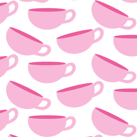 cup pink tea coffee barbicore drink cafeのイラスト素材