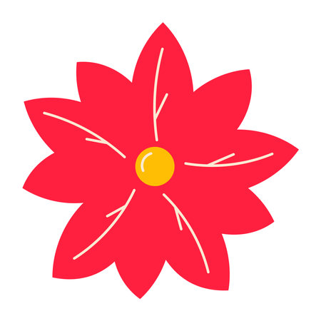 christmas holiday flower poinsettia red plant iconのイラスト素材