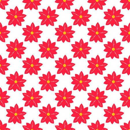 textile holiday flower poinsettia red plant vectorのイラスト素材
