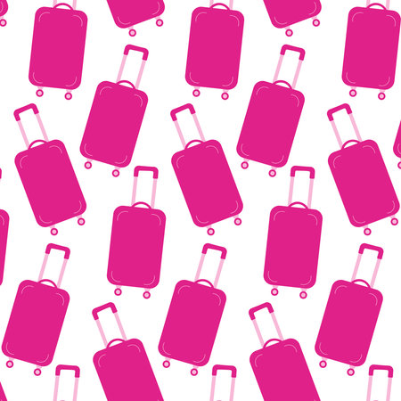 suitcase pink doll travel vector pattern textileのイラスト素材