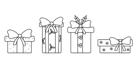 gifts holiday christmas new year set elementsのイラスト素材