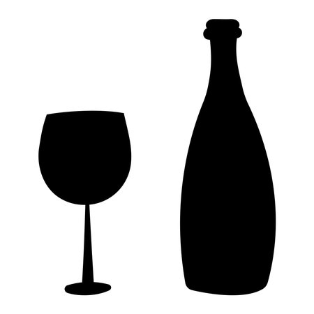 glass wine bottle drink alcoholic france grapesのイラスト素材